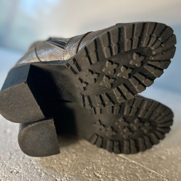 Diba SZ8 Carryn Pewter Metallic combat boots Moto Grunge Goth Steampunk Y2K 80s - Picture 10 of 11